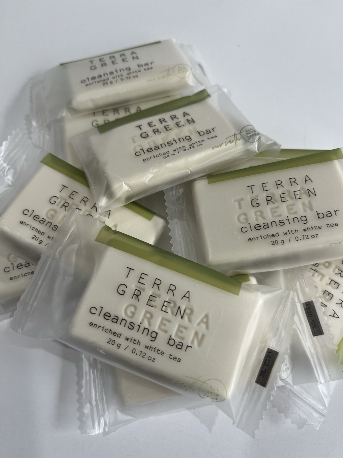 LOT 50 Bars Terra Green White Tea Soap Cleansing Bars 0.70 oz Hotel Travel Size