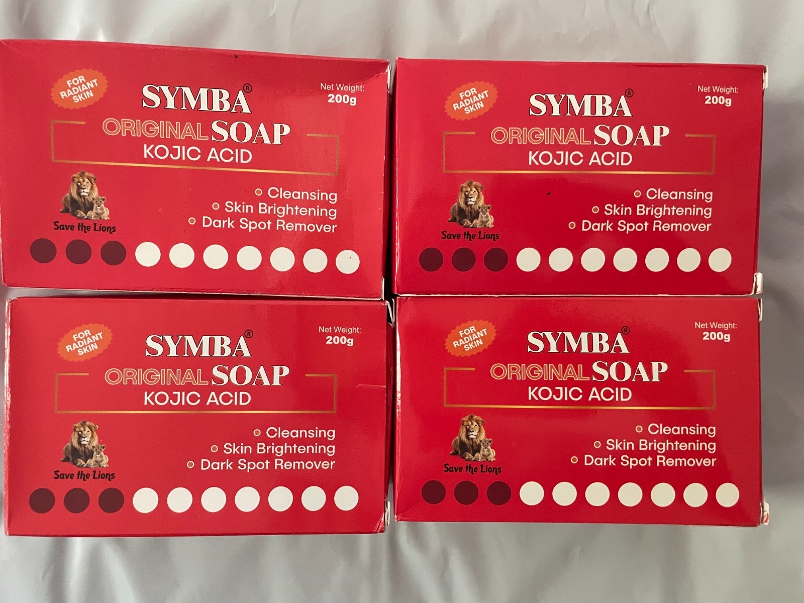 Symba Kojic Acid Soap Original Skin Brightening Bars 4 Pack 200g Each Dark Spot