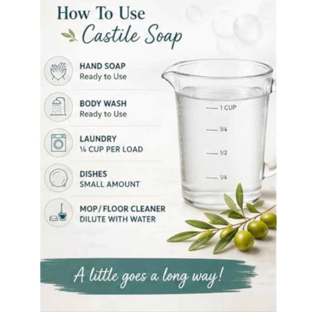 Pure Castile Soap Liquid Organic, Certified Palm 64 Fl Oz (Pack of 1) Unscented