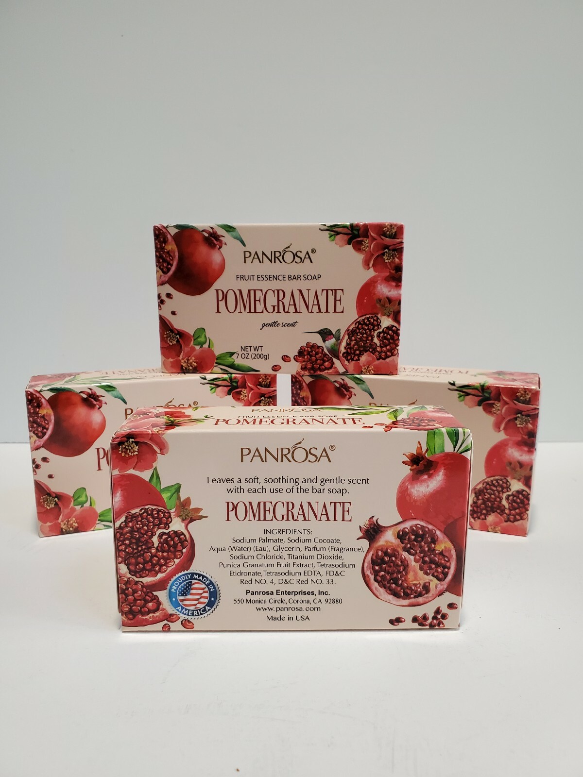 4-Panrosa Pomegranate Fruit Essence Bar Soap 7 oz. Gentle Scent.