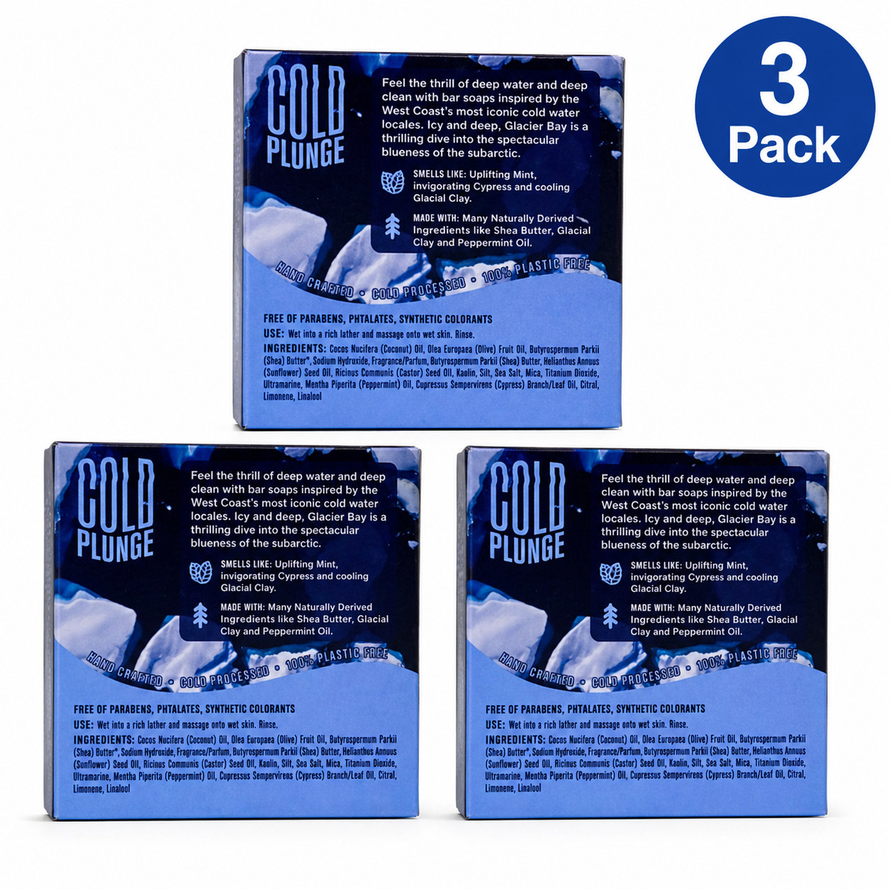 Every Man Jack Bar Soap Glacier Bay Cold Plunge Mint & Cypress 5oz 3 Pack