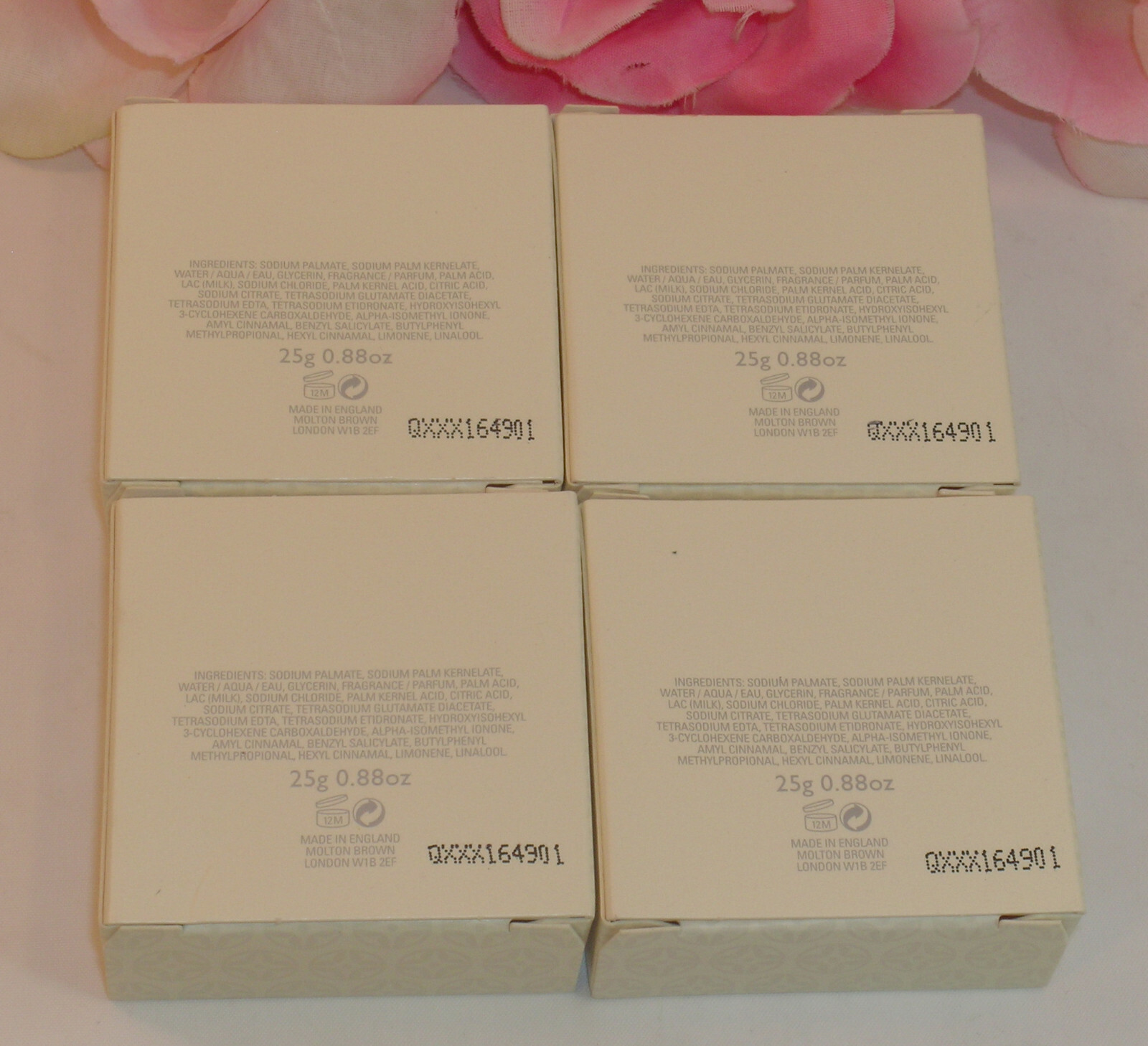 New Molton Brown 4 Bars Of Tripple-Milled Soap .88 oz / 25g Each 3.52 Oz Total