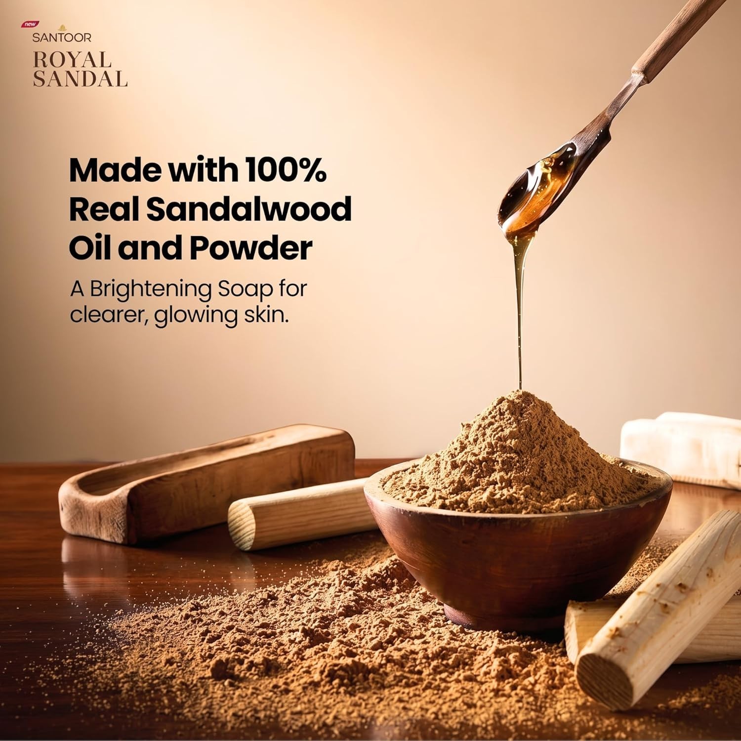 Santoor Royal Sandal Soap | Infused with Sandalwood Serum | 150g x 3 Soaps