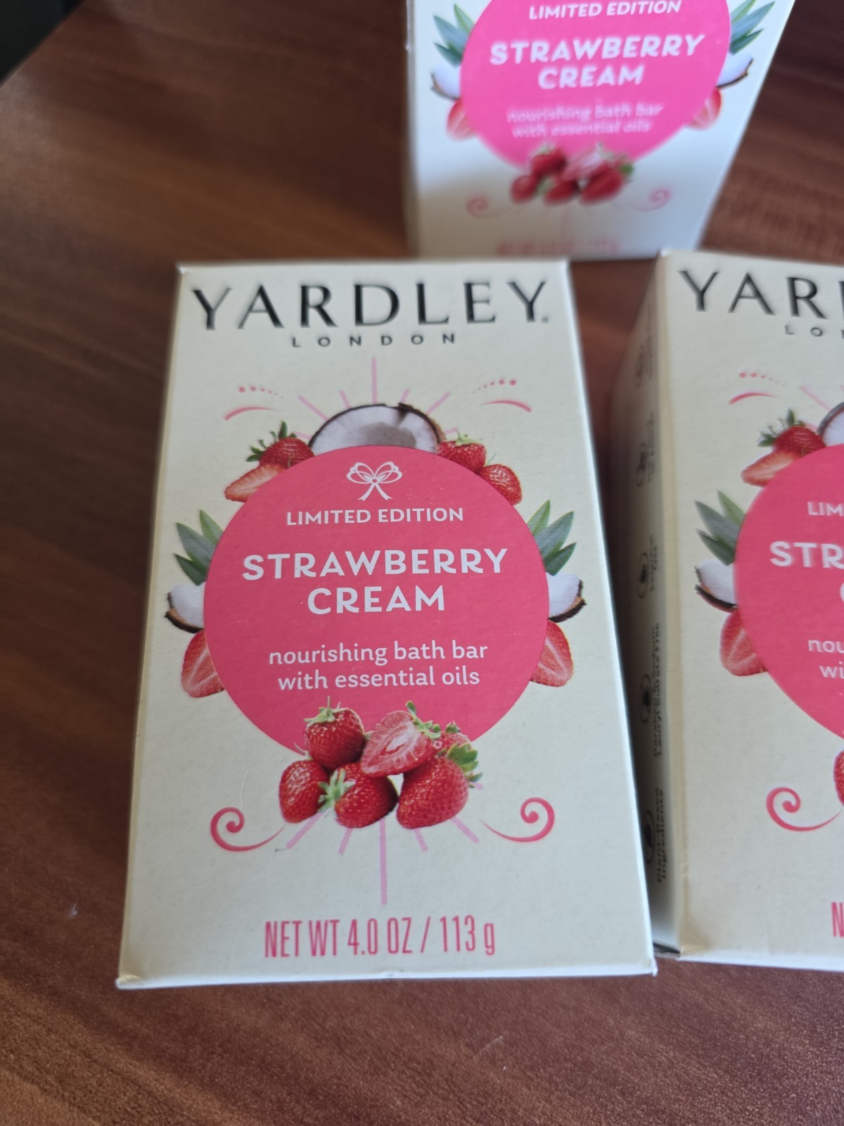 Yardley London Ltd. Edition Strawberry Cream 3 Pack Nourishing Bath Bars 4.0 oz