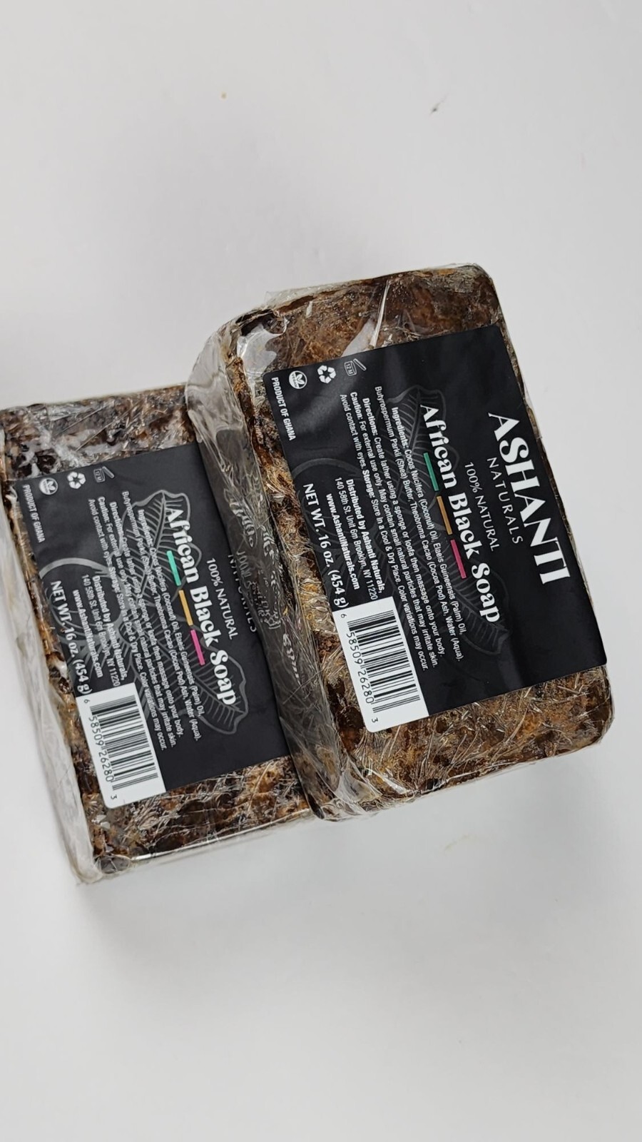 Ashanti African Fragrance Free Black Soap, 3 bars, 46oz /1362g