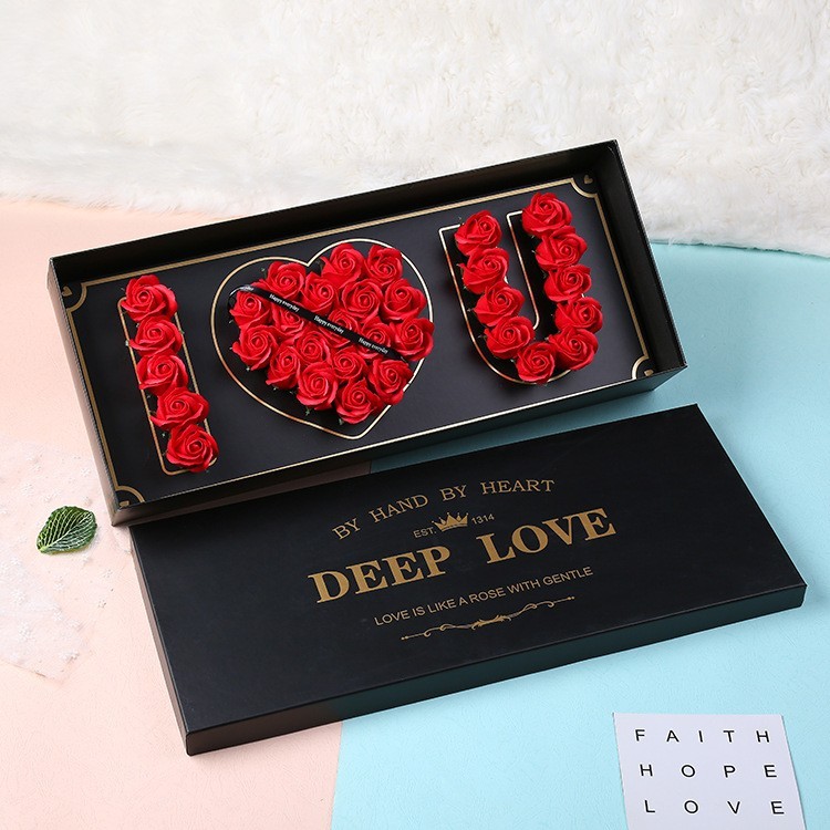 Soap Rose Extract Love Flower Gift Box for Soft Hydrated Moisturized Skin 32 pc