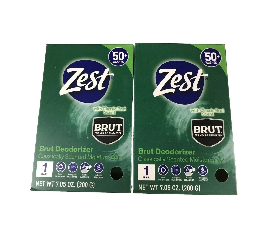 NEW! ZEST (2-BARS) 7.05 Oz. (200g) Bar ●BRUT● Moisture Bar 🫧 With Brut Scent.