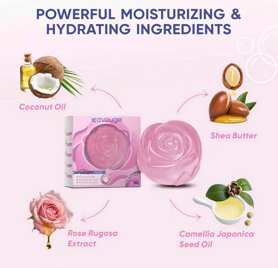Kavouge Moisturizing Beauty Soap with Tranexamic Acid & Shea Butter – 80g