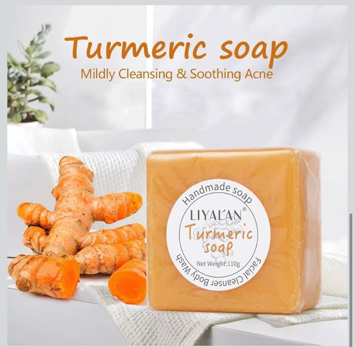LIYALAN Turmeric Soap Bar 3.88 oz X 2Bars for Face Body Smooth SkinCleansing …