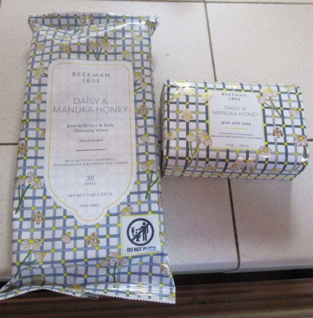 BEEKMAN “DAISY & MANUKA HONEY” GOAT MILK CLEANSING WIPES 30 CT. & 9 oz. BAR SOAP