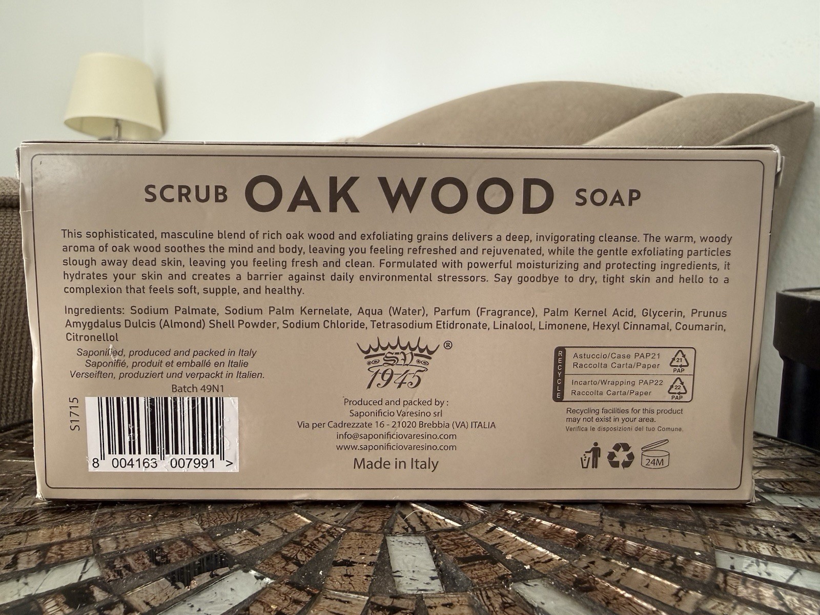 Saponificio Varesino Oak Wood Scrub Soap 3 Bars 15.8 oz, Made In Italy 🇮🇹 NEW