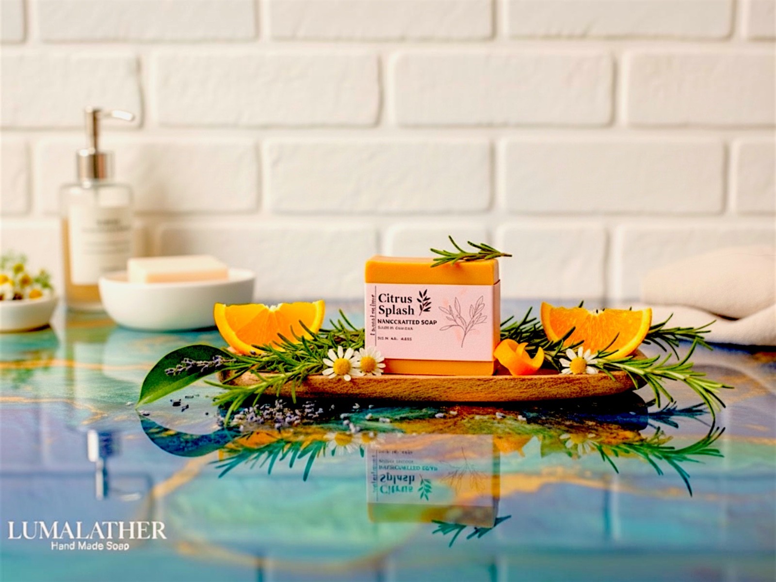 LumaLather Citrus Splash Handmade Soap Bar – Refreshing Moisturizing Bath Soap