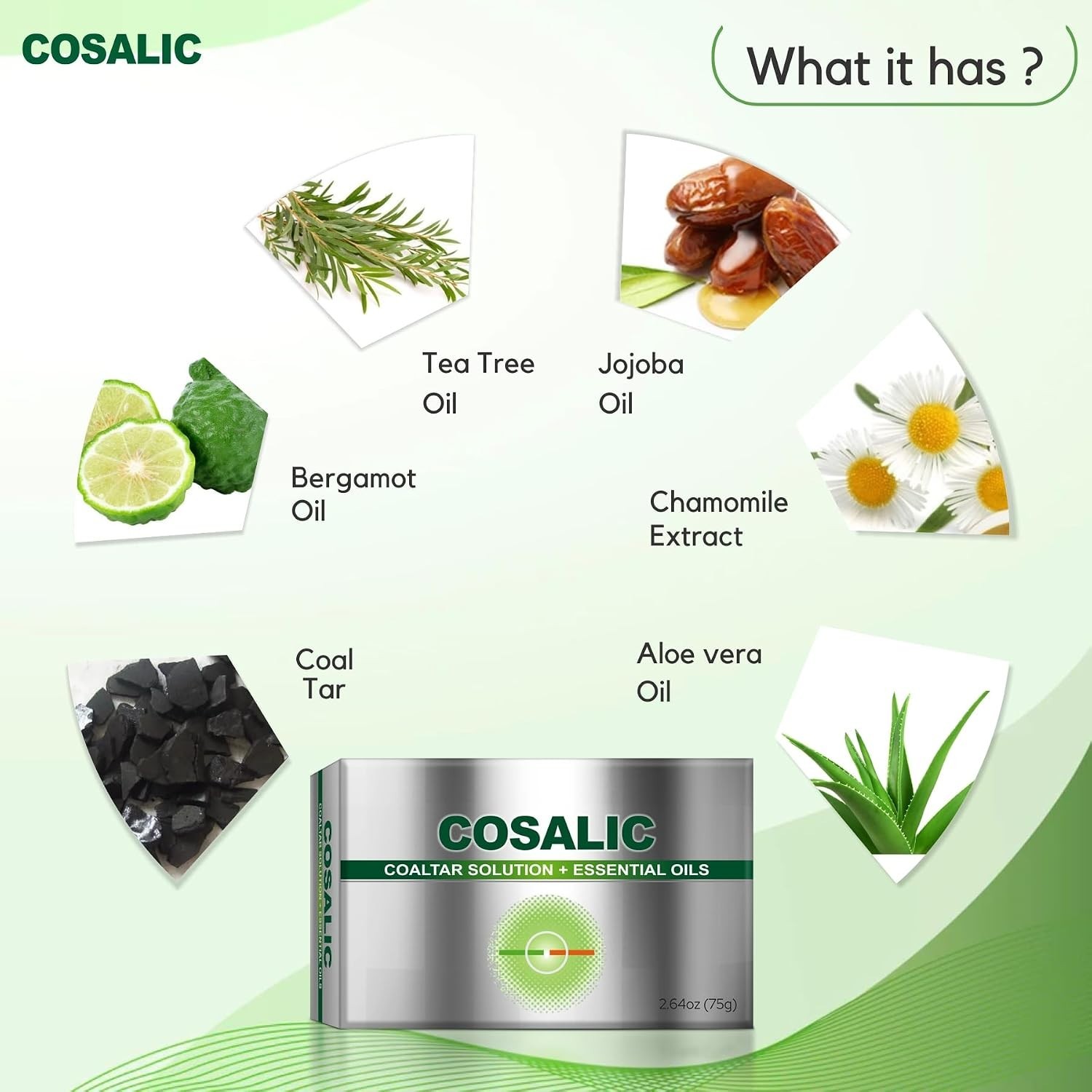 Daily Use Coal Tar Bathing Bar 75g with Essential Oils for Refreshing Cleansing