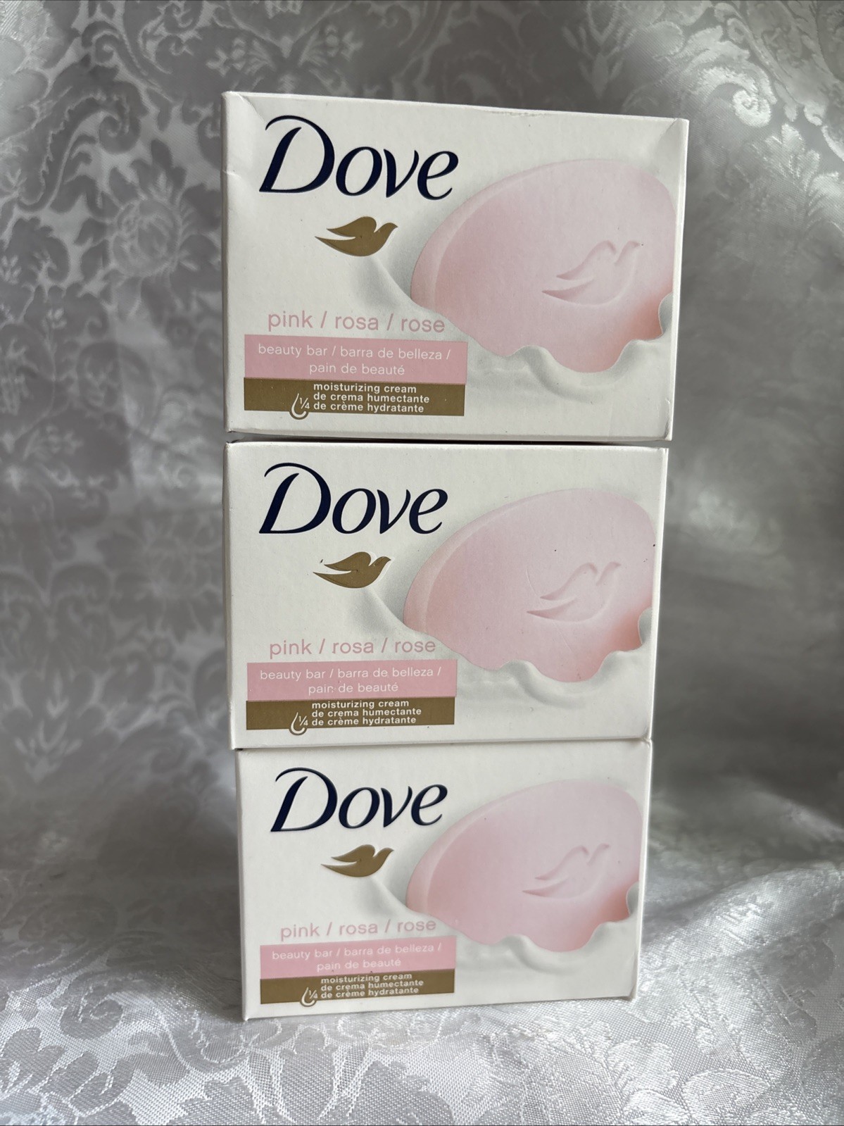(3) 3.75 oz Bars Dove Pink Beauty Bar Soap 1/4 Moisturizing Cream WonderfulScent