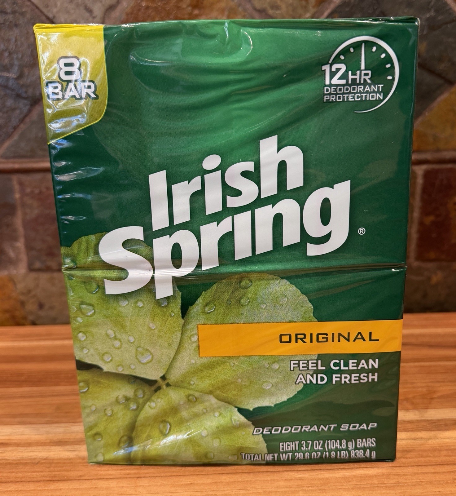 Irish Spring 8 BARS 3.7oz ORIGINAL Scent Deodorant Soap NO FLAXSEED/LINSEED OIL