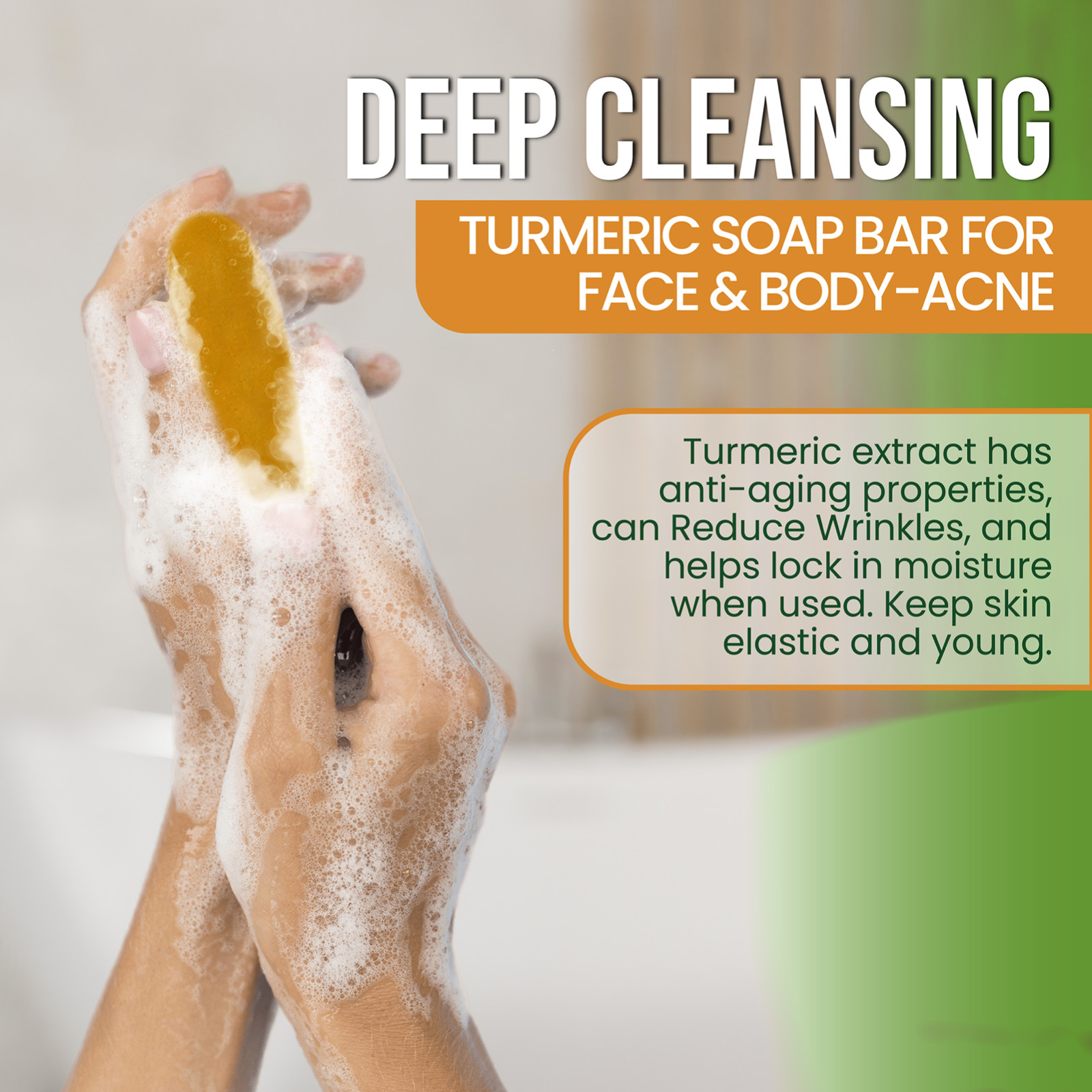 AMVital Turmeric Soap Bar for Face & Body-Acne, Dark Spots, Smooth Skin, Natural