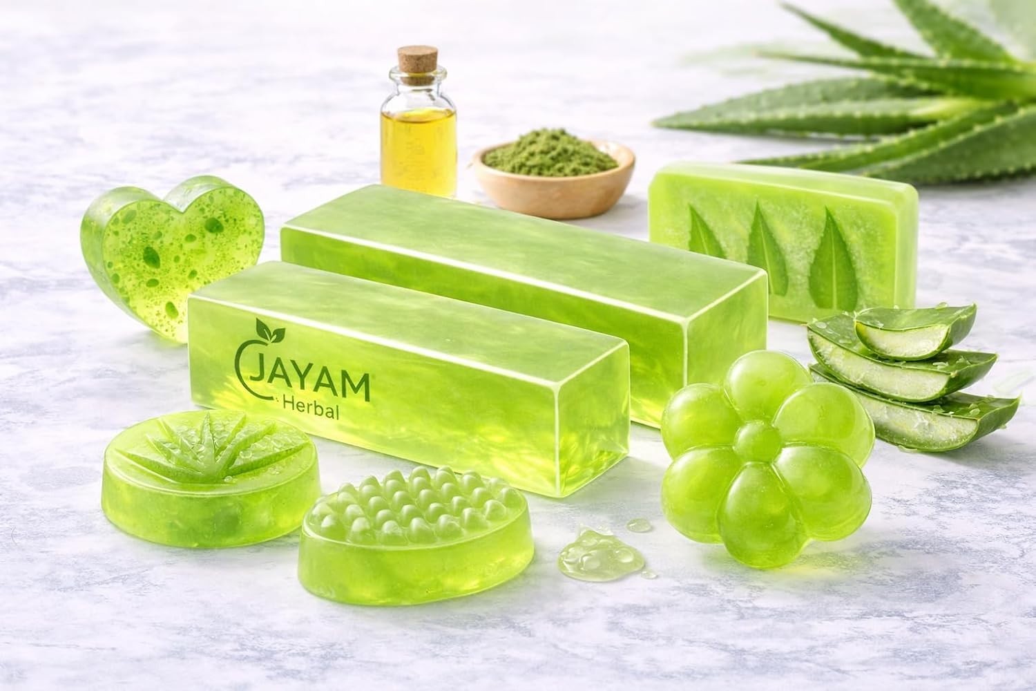 Jayam Herbal Aloe Vera Soap Base for DIY Soap Making – Melt Pour Glycerin 500g