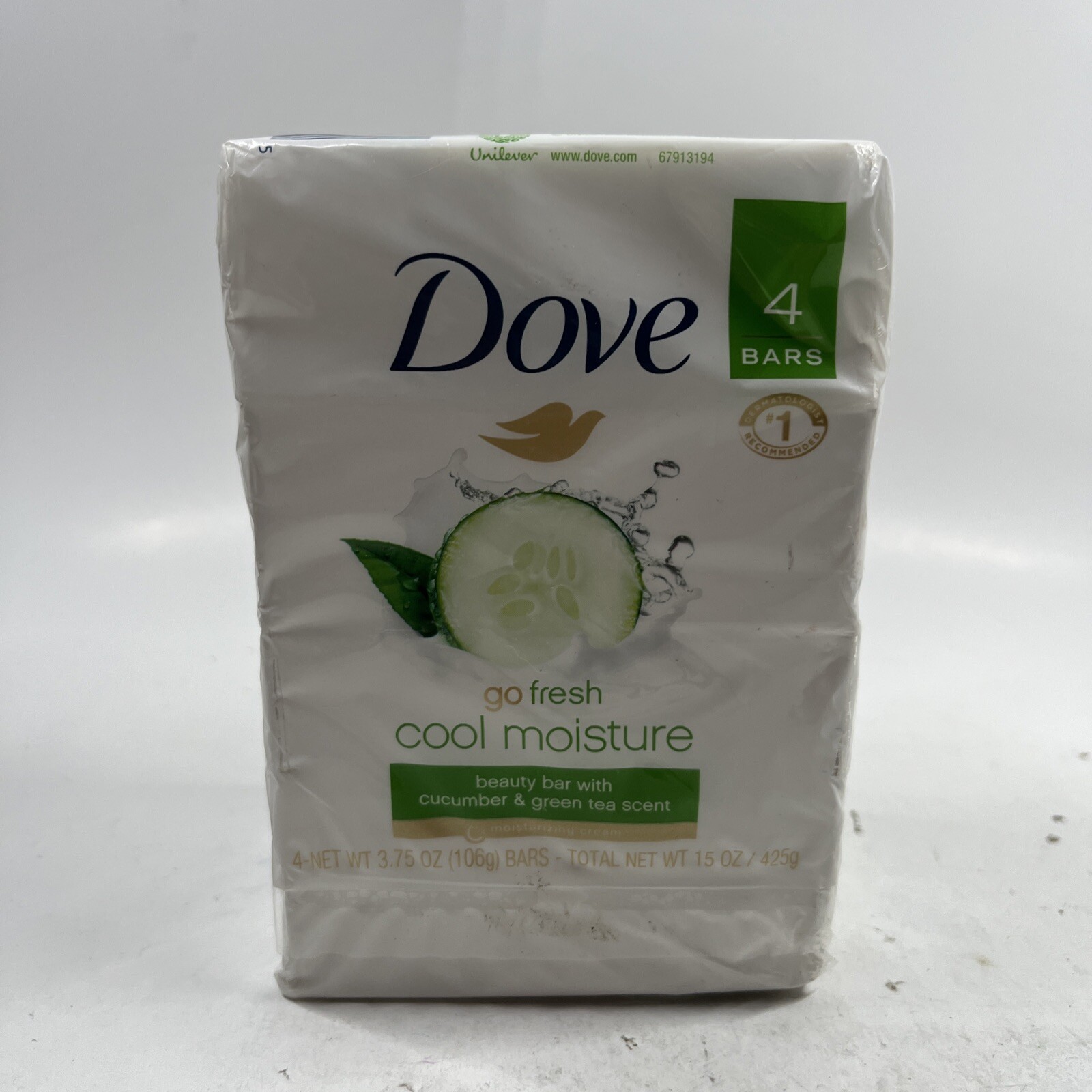 Dove Cool Moisture Moisturizer Cream Bars, Cucumber and Green Tea, 3.75 oz, 4 Ct