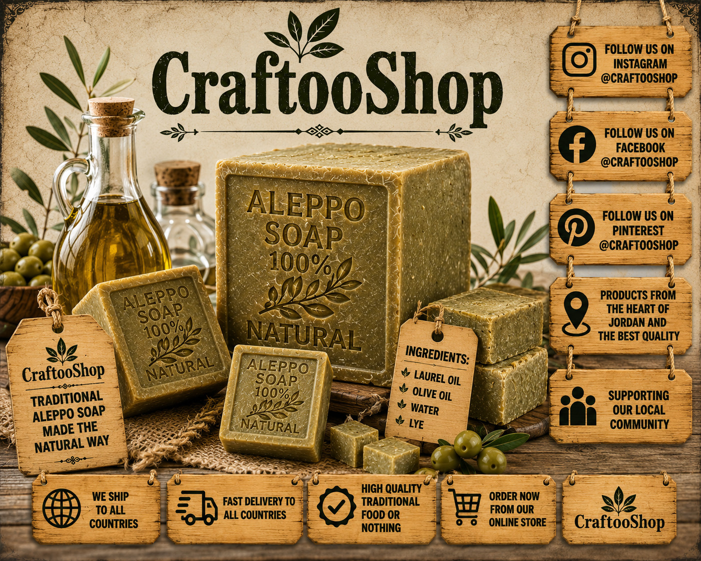 4x Piece Natural Soap, Laurel Pure Organic Healthy, Vintage Cosmetic Soap