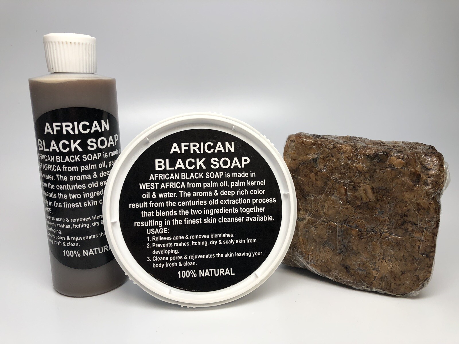 Raw African Black Soap Liquid Paste – Pure Natural Organic Body Face BUNDLE 8 oz