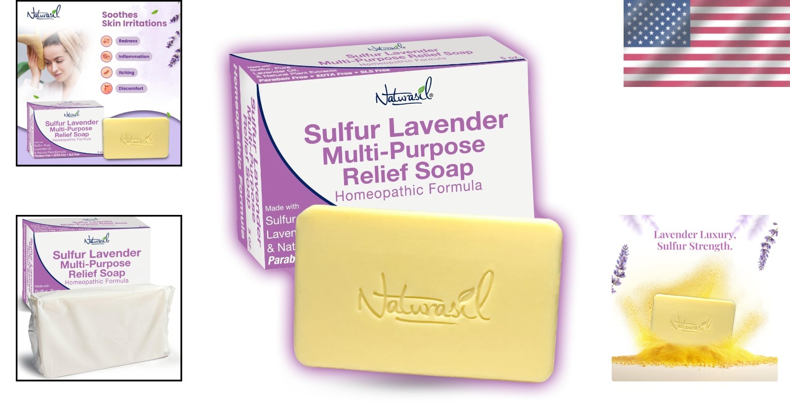 Gentle Sulfur Lavender Soap Bar for All Skin Types – 5 oz, Kids & Adults Safe