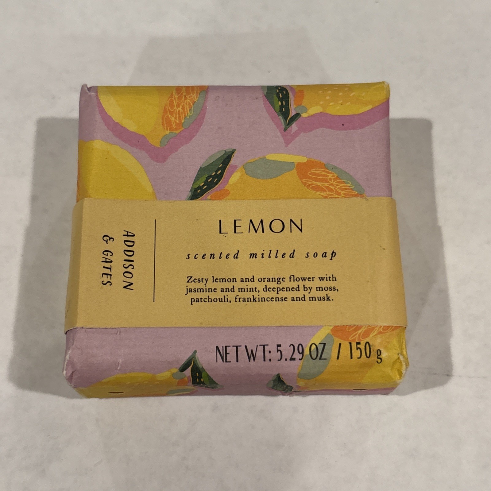 Addison & Gates LEMON Scented Milled Soap Bar 5.29 oz
