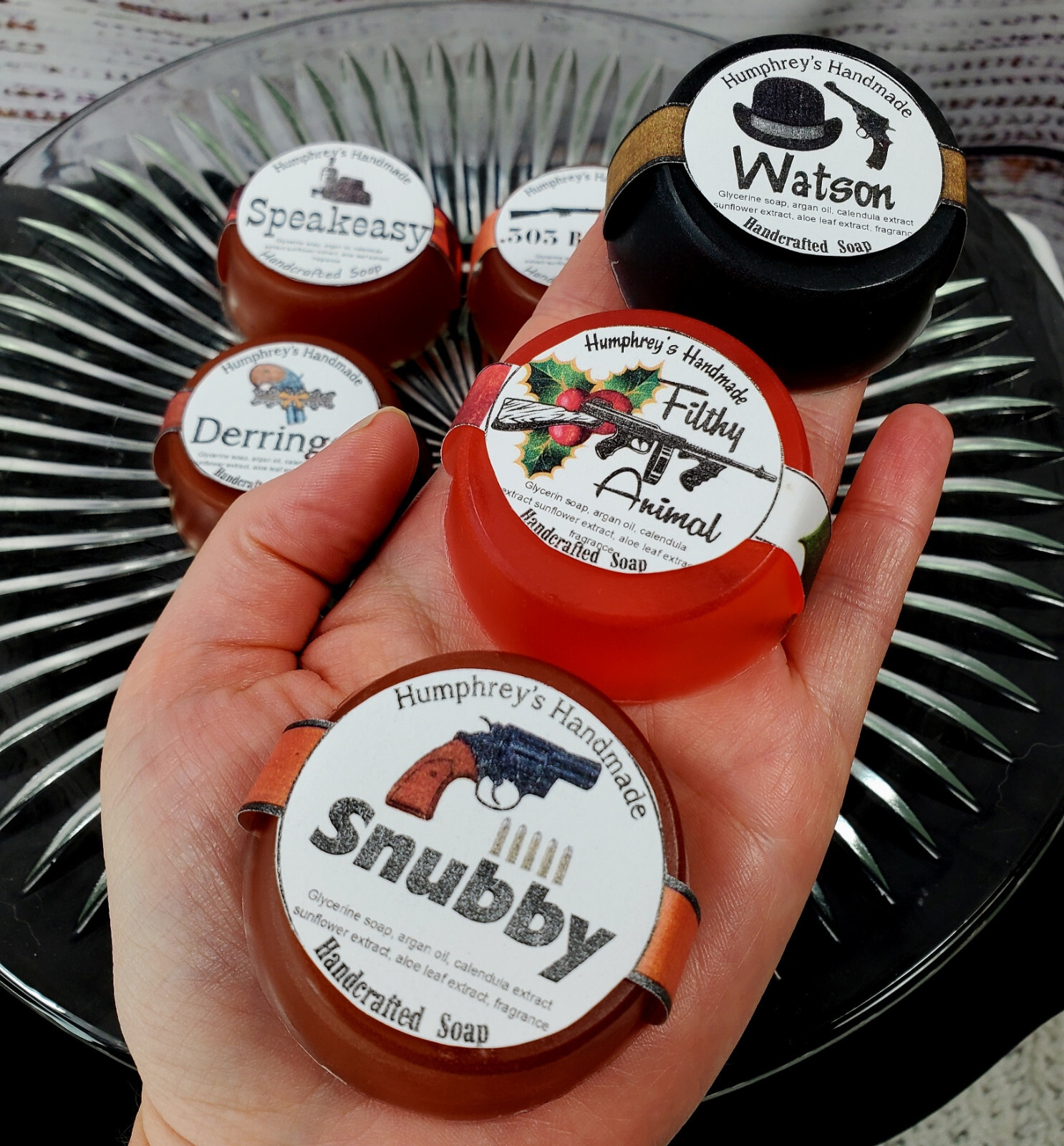 Lot of 6 Men’s Whisky Flight Soaps, Handmade Glycerin Shave & Shampoo Sampler