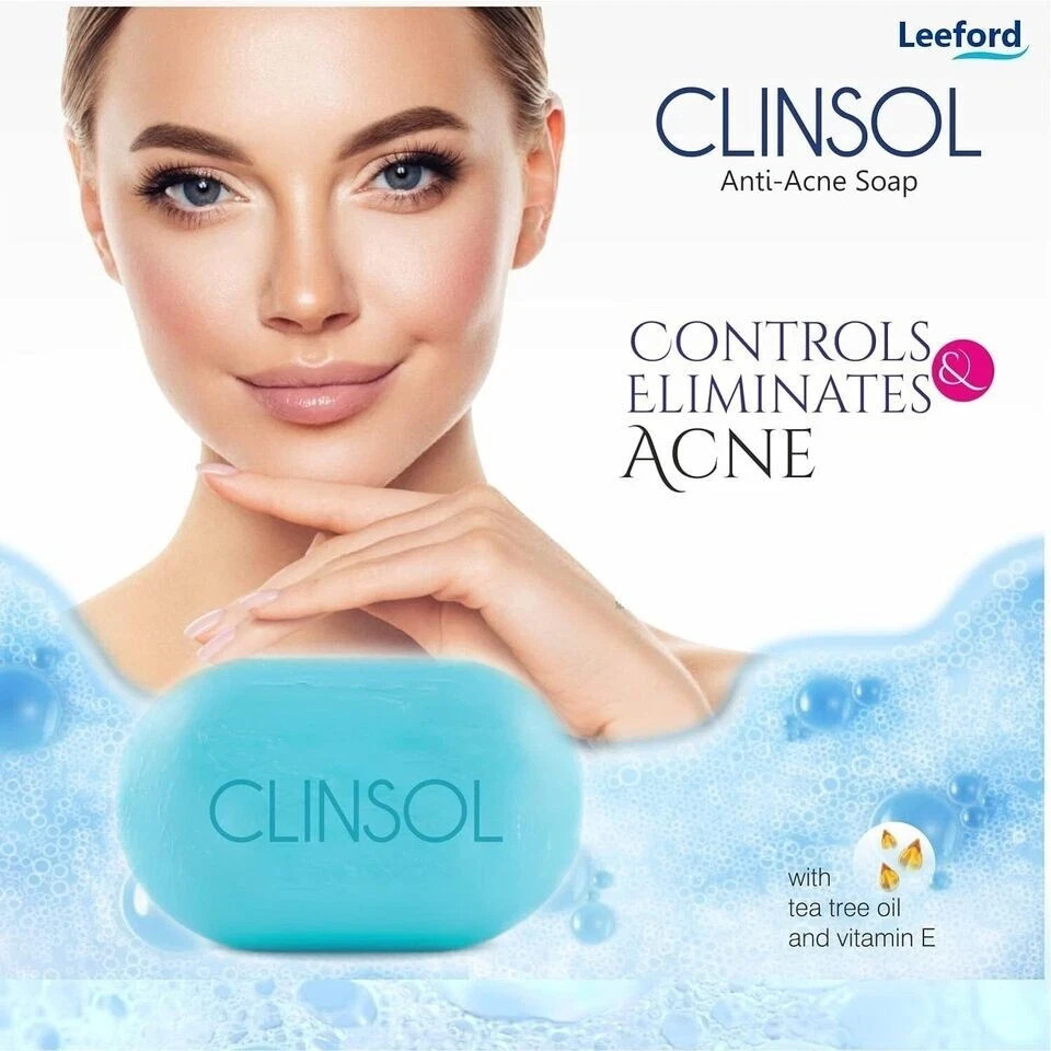 CLINSOL SOAP PACK OF 5 (75G EACH) BEST FOR ACNE & OILY SKIN ENRICHED TEA TREE