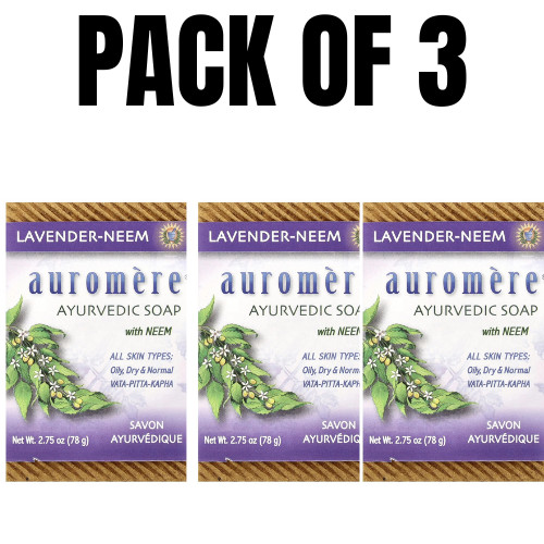 Ayurvedic Bar Soap with Neem – Lavender-Neem – 2.75 oz (Pack of 3)