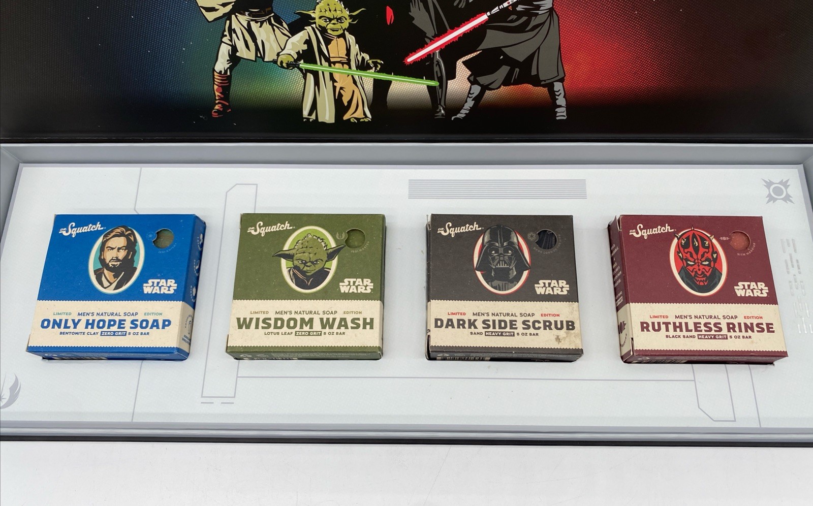 Dr. Squatch STAR WARS Soap in Collectors Box Four 5 Oz Soaps Limited Ed, Disney