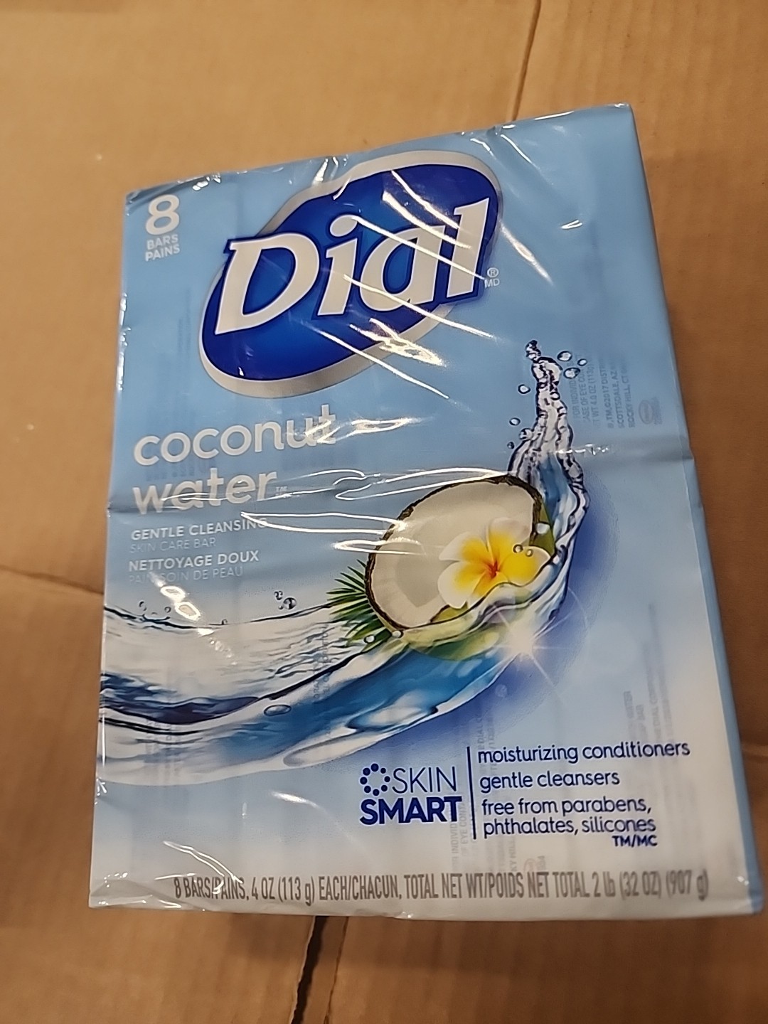 Dial Coconut Water Bar Soap Skin Gentle Cleansing 4 Ounce, 8 Bar Pack LOT