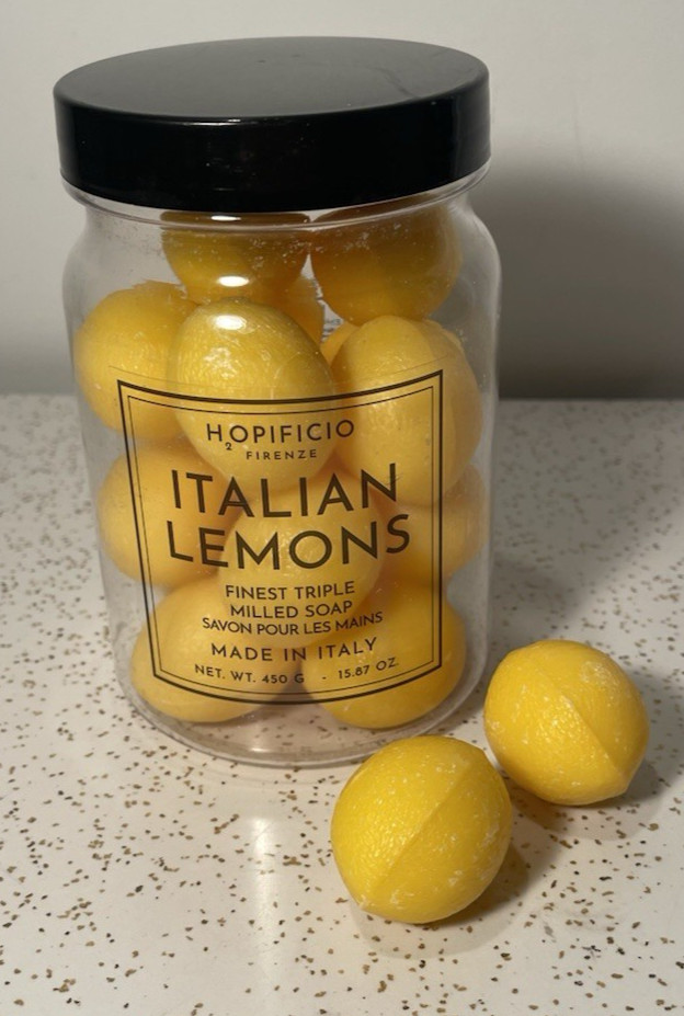 Hopificio Firenze Lemon Shaped Scented Triple Milled Italy Soaps Yellow 15.8 Oz.
