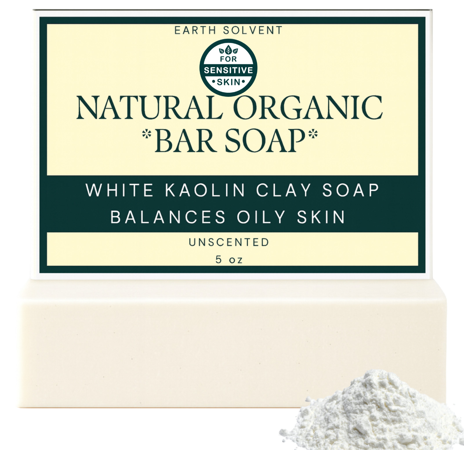 Organic Soap Bar All Natural Vegan Soap Made In USA Sensitive Skin UNSCENTED 5oz