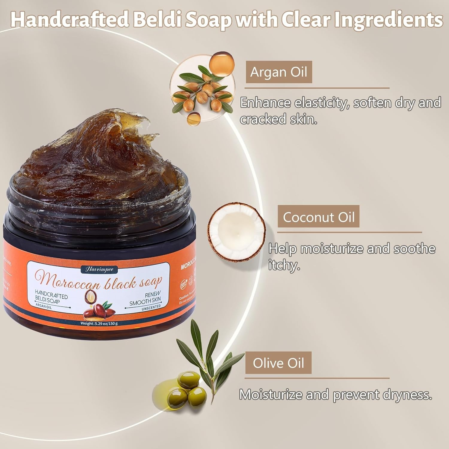 2 Pack Organic Moroccan Black Soap Soften Skin, Moisturizing Beldi Soap 5.29 oz