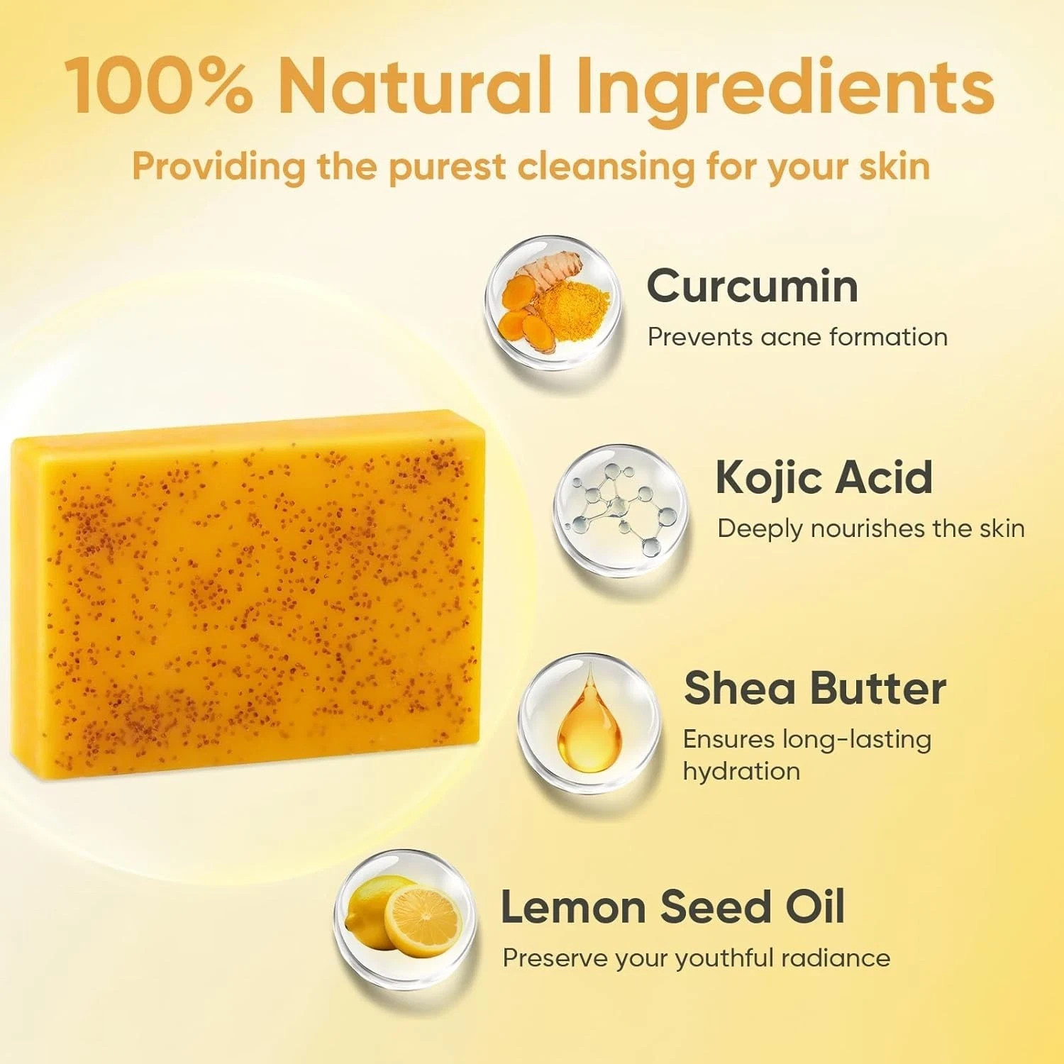 5 Jabones De Curcuma 3.5 oz Para Las Manchas El Acne En La Cara y Aclarar Piel