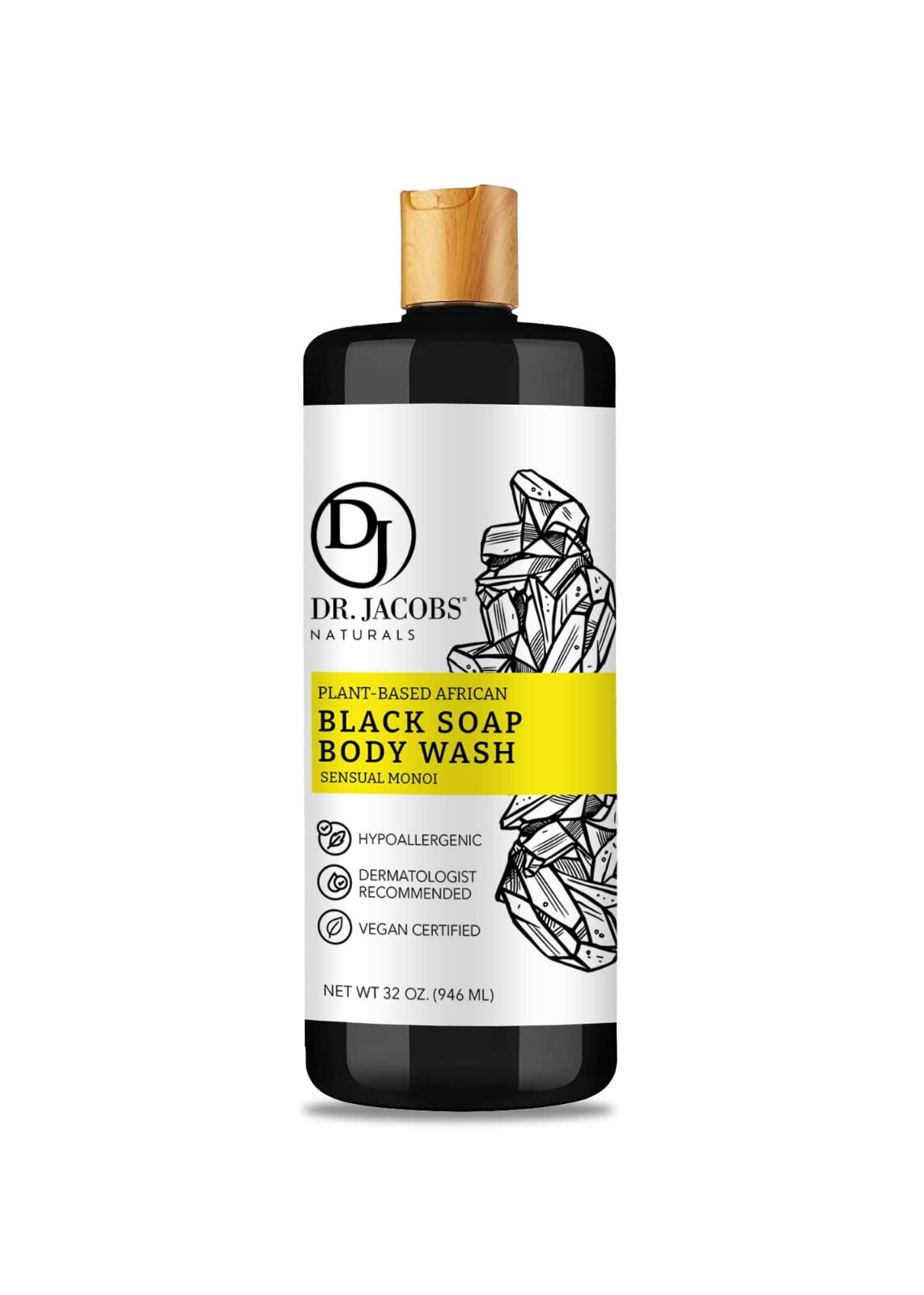 Dr Jacobs Naturals Authentic African Black Liquid Soap 32oz Monoi Scent