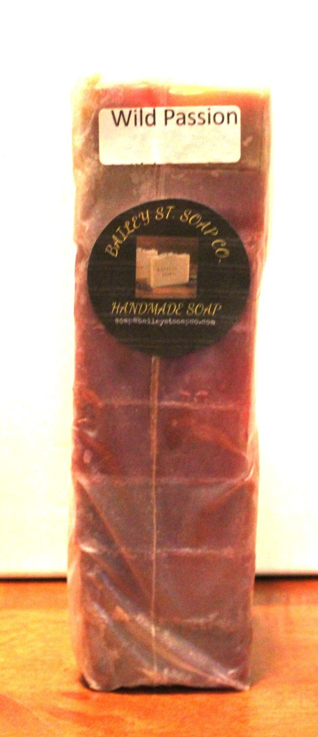 Wild Passion Cold Processed handmade soap loaf, 8 precut bars