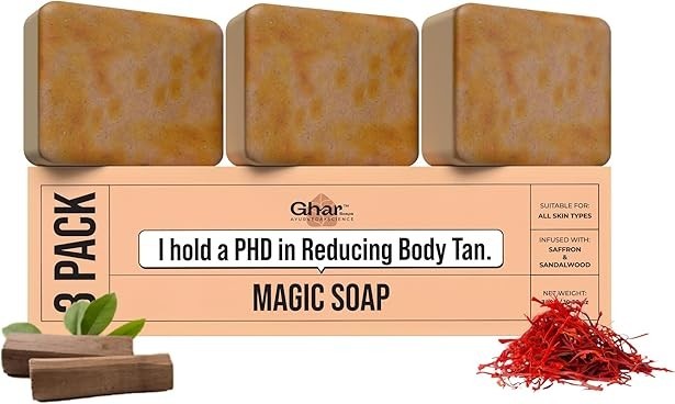 Organic Ghar Soaps Sandalwood & Saffron Magic Soaps For Bath (3X100gm each Pack)