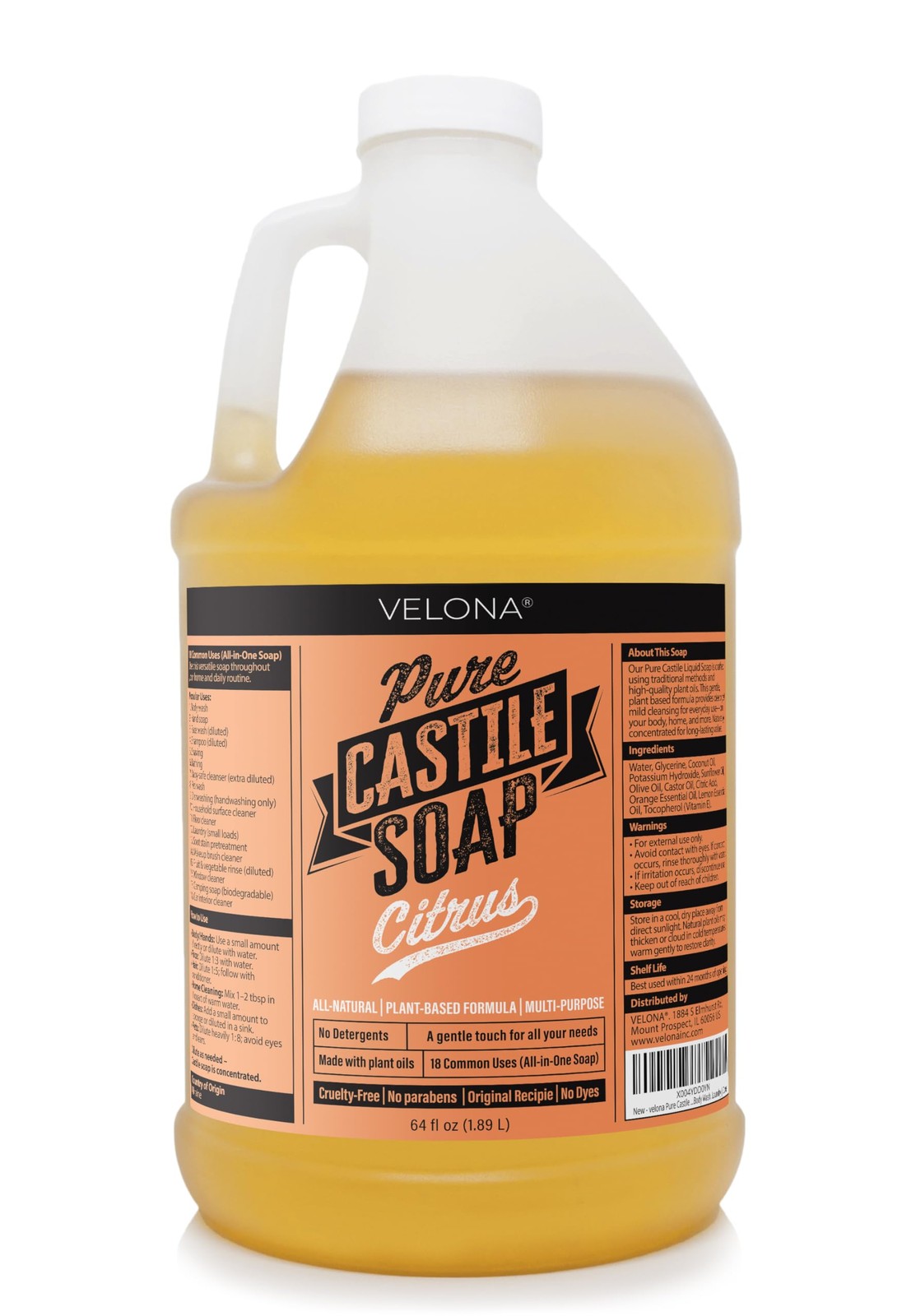 Pure Castile Soap – 64 Fl oz | Mild & Gentle | , Hand, Hair, Body Wash, Laund…