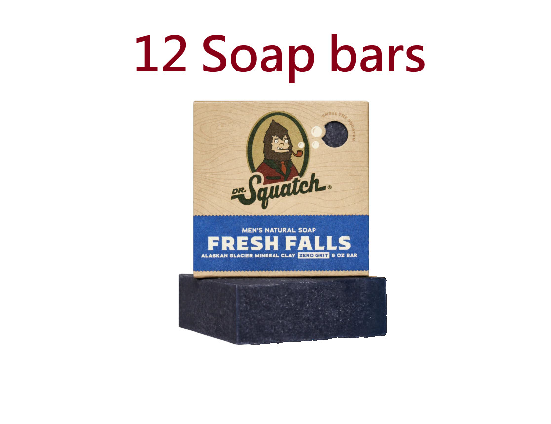 Dr. Squatch Men’s Natural Bar Soap FRESH FALLS Mineral Clay 5oz Lot Of 12