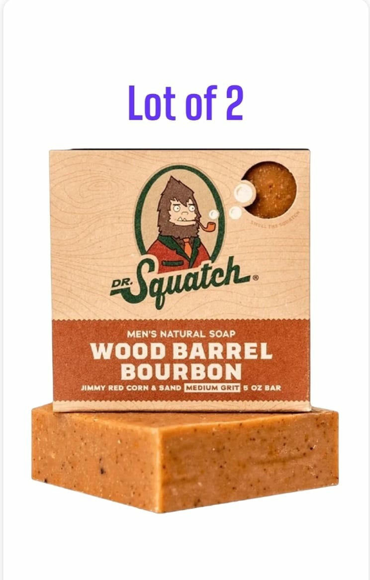Dr. Squatch Bar Soap for Men natural BIRSH WOOD BARREL BOURBON Scent 1 Beard Oil