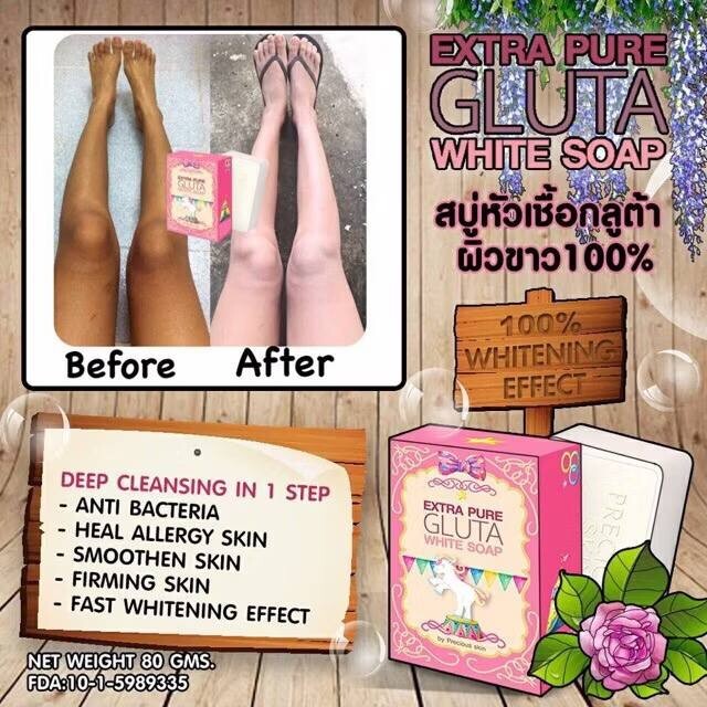 2 Extra pure Gluta White Soap Glutathione Nourish Skin White Bright Smooth 80g