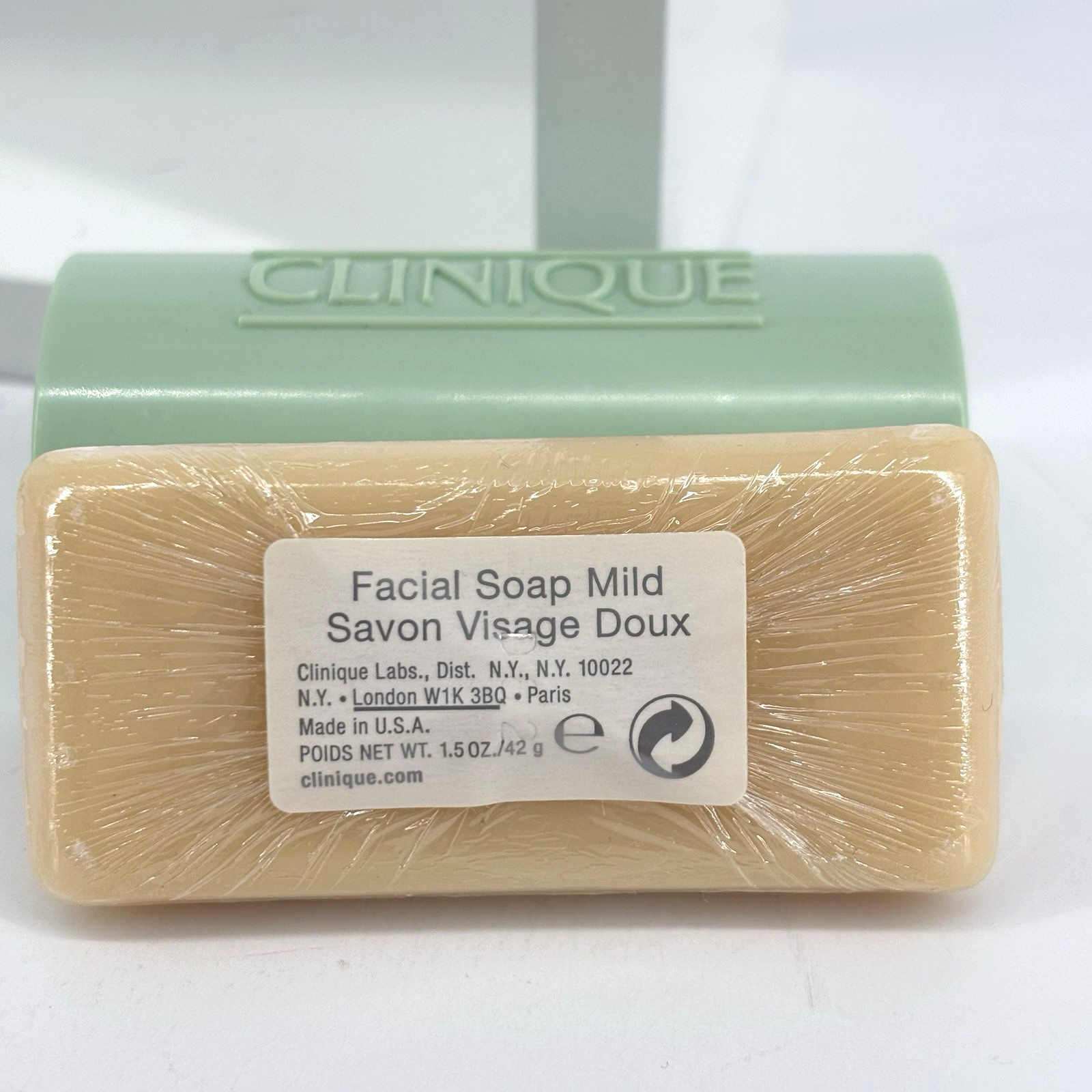 Clinique Mild Facial Bar Mini Soap 1.5oz Factory Sealed Travel Green Case NWT