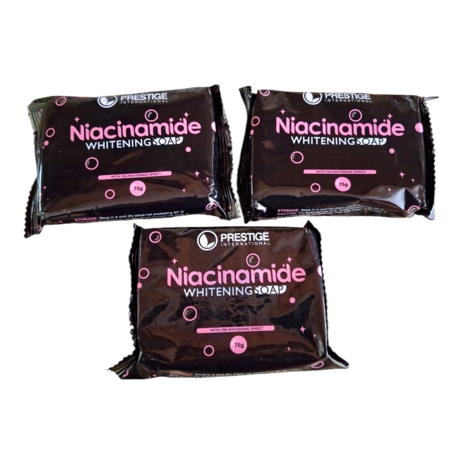 3 Bars Prestige International Niacinamide Whitening Soap, 75g Each