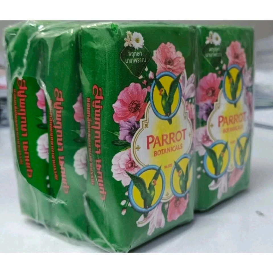 6 Bars – Thai Herbal Parrot Unique Botanical Fragrance (Green) Bar Body Soap 60G