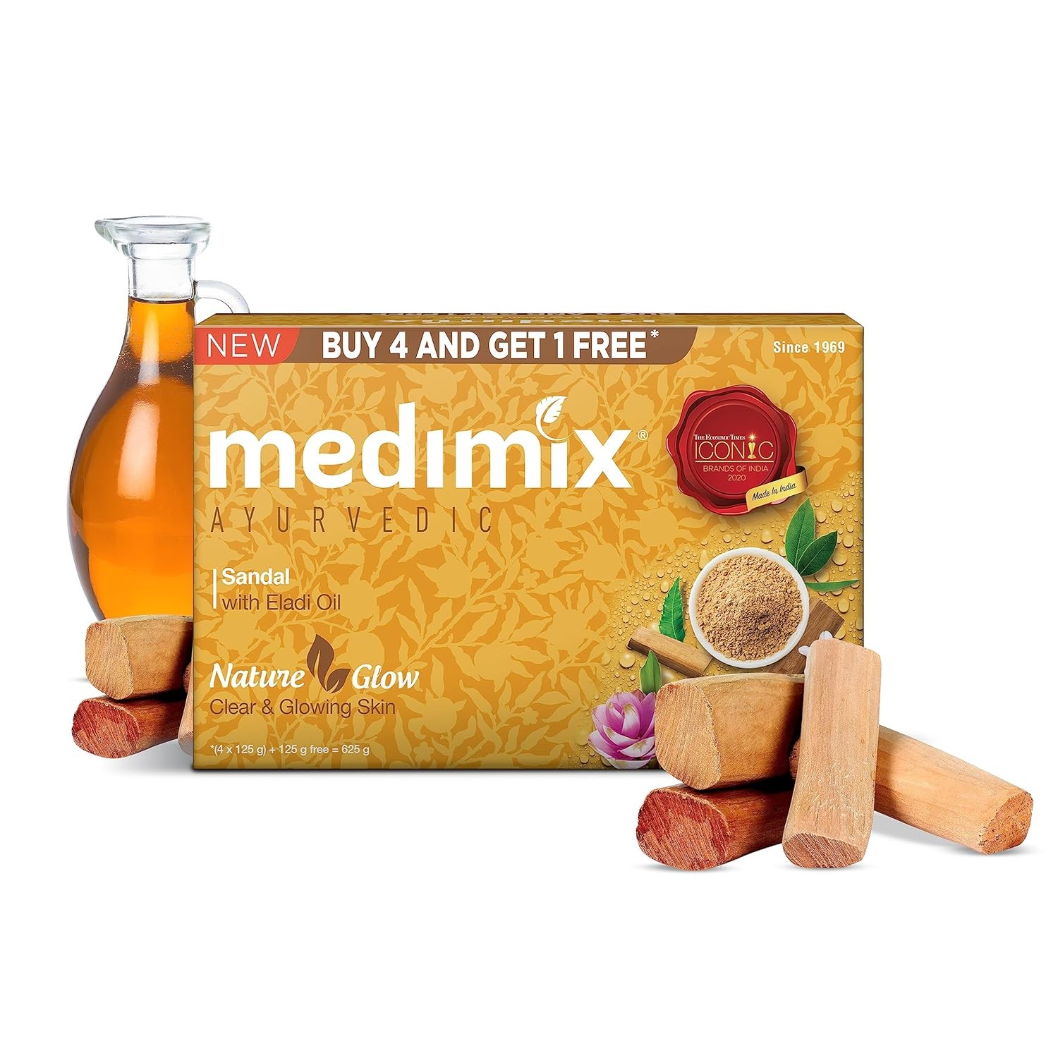 Medimix Ayurvedic Sandal Soap For Skin Glow 125gm Each Pack Of 5