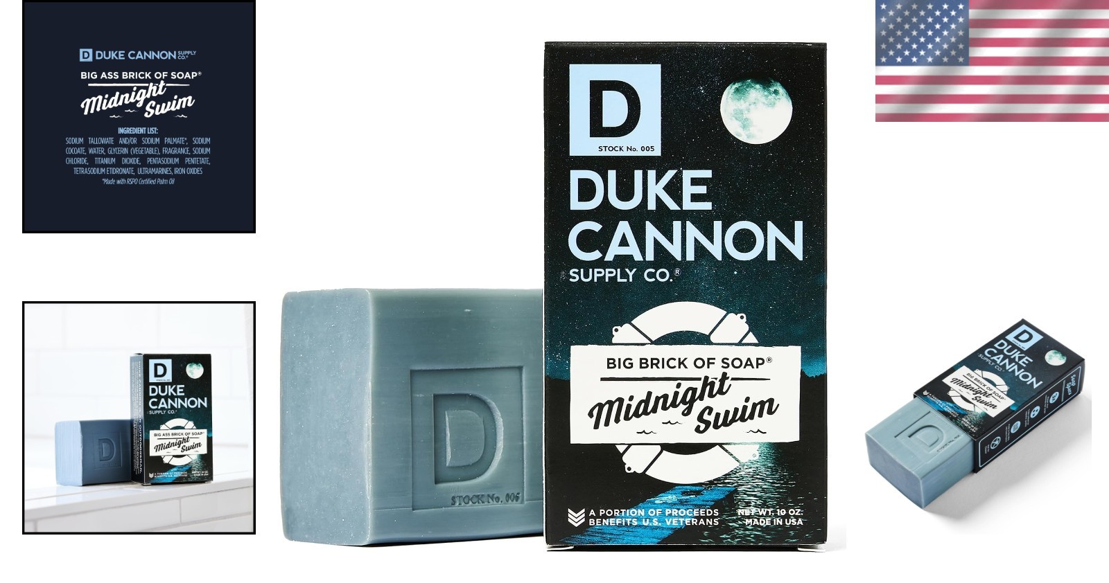 10oz Men’s Soap Bar – Duke Cannon Midnight Swim, Natural Ingredients