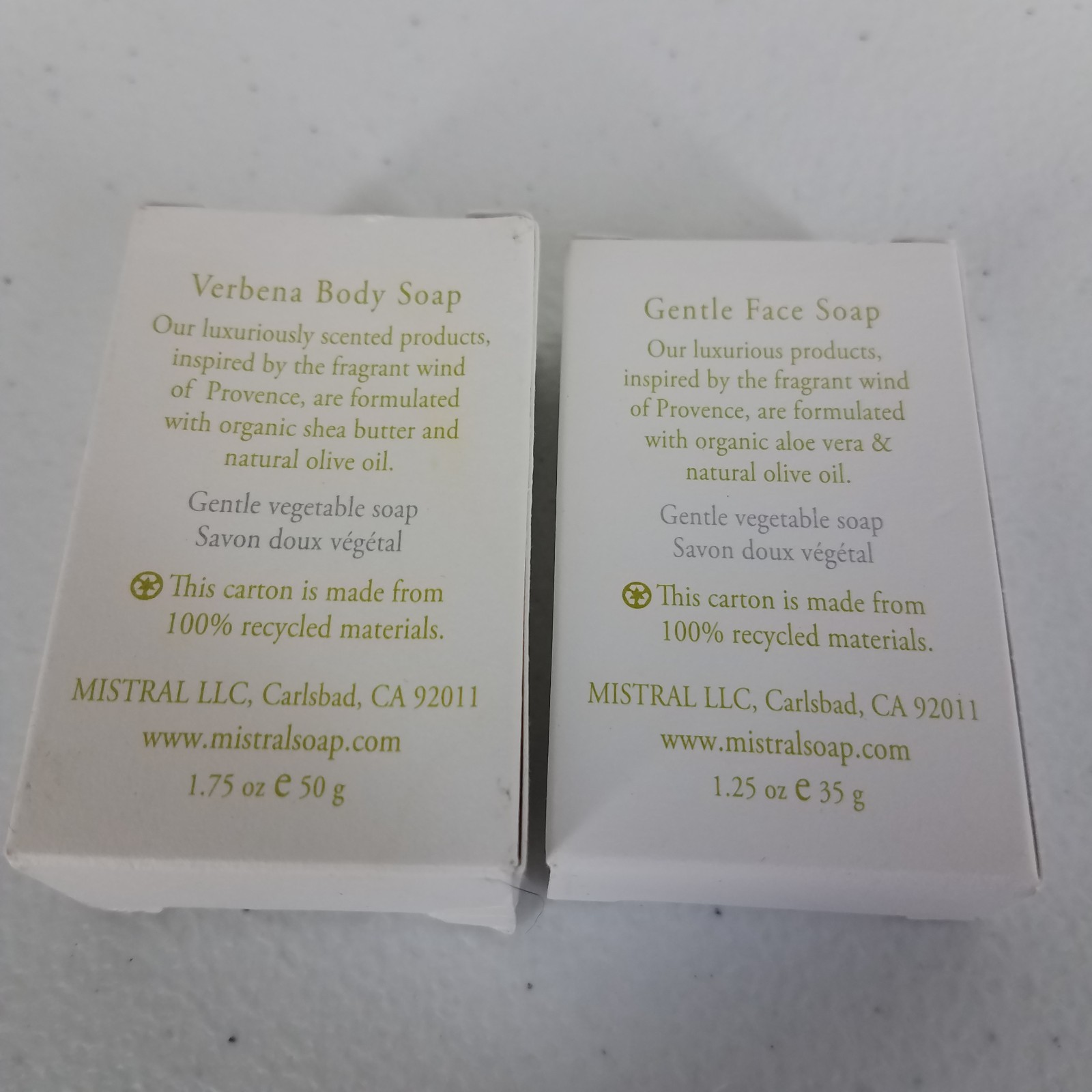 Mistral Verbena Body Soap & Unscented Gentle Face Soap Organic Shea Aloe & Olive