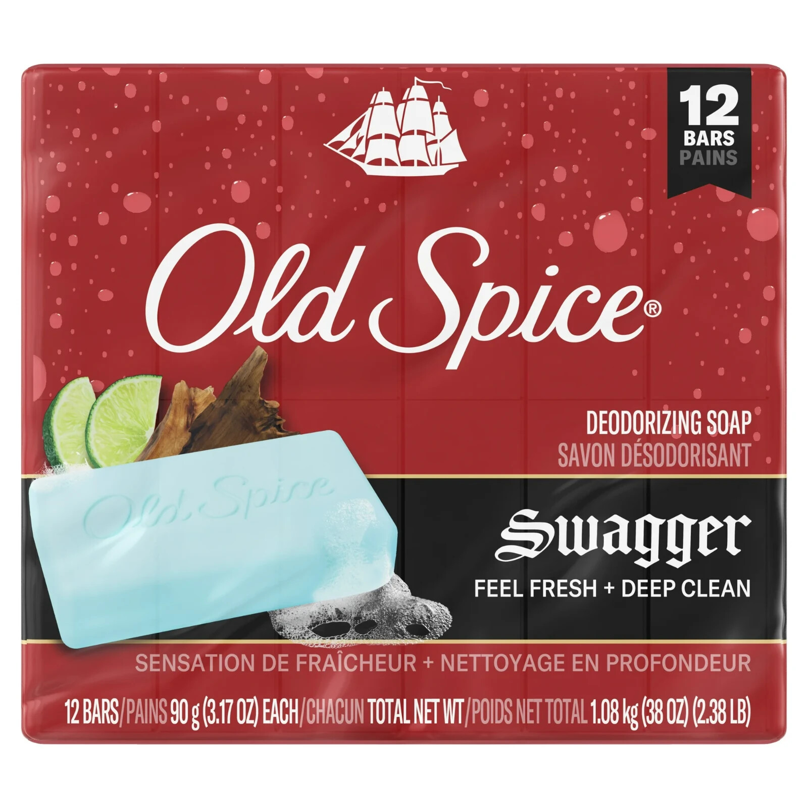 Old Spice Deodorizing Soap for Men Swagger Deep Clean 3.17oz 12 Bars Brand NEW