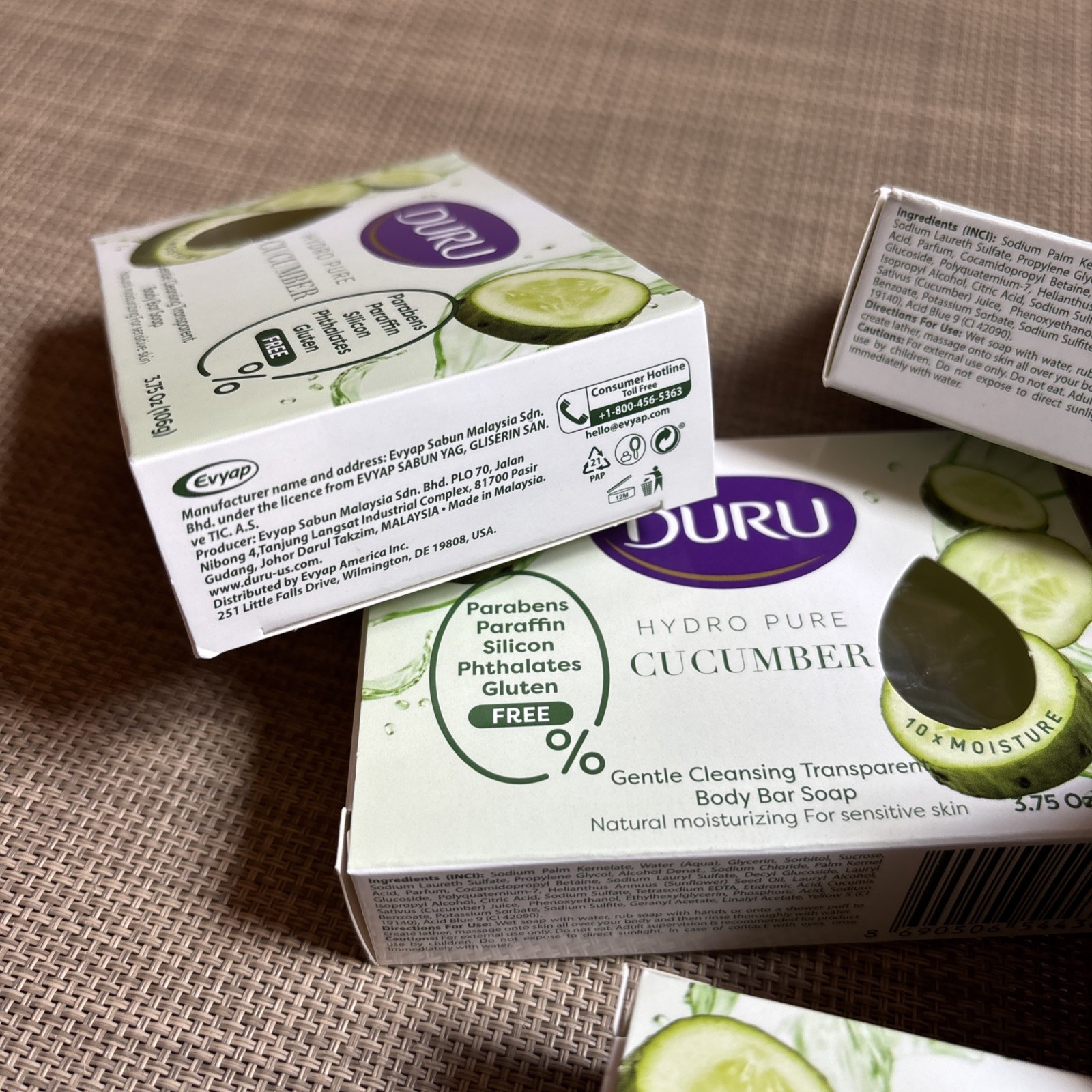 6x DURO HYDRO-PURE CUCUMBER transparent clear NO SILICONE Natural Vegan BAR SOAP